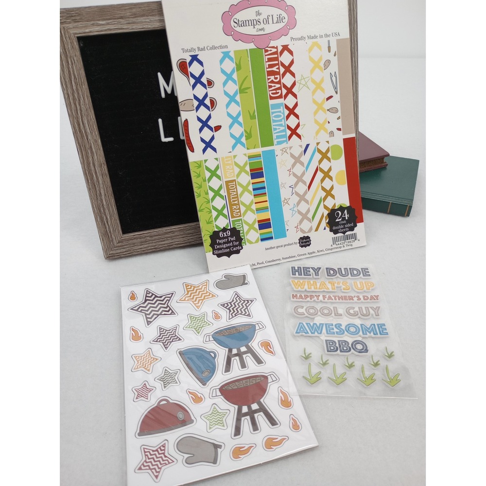The Stamps of Life Totally Rad Paper Pad & Stickers Bundle BBQ Dad